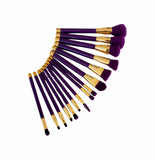 15 pcs Makeup Brush Set/Purple with cosmetic bag/A-07