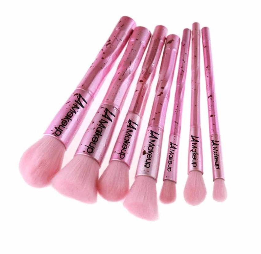 Pink Kabuki Makeup Brush Set Cute