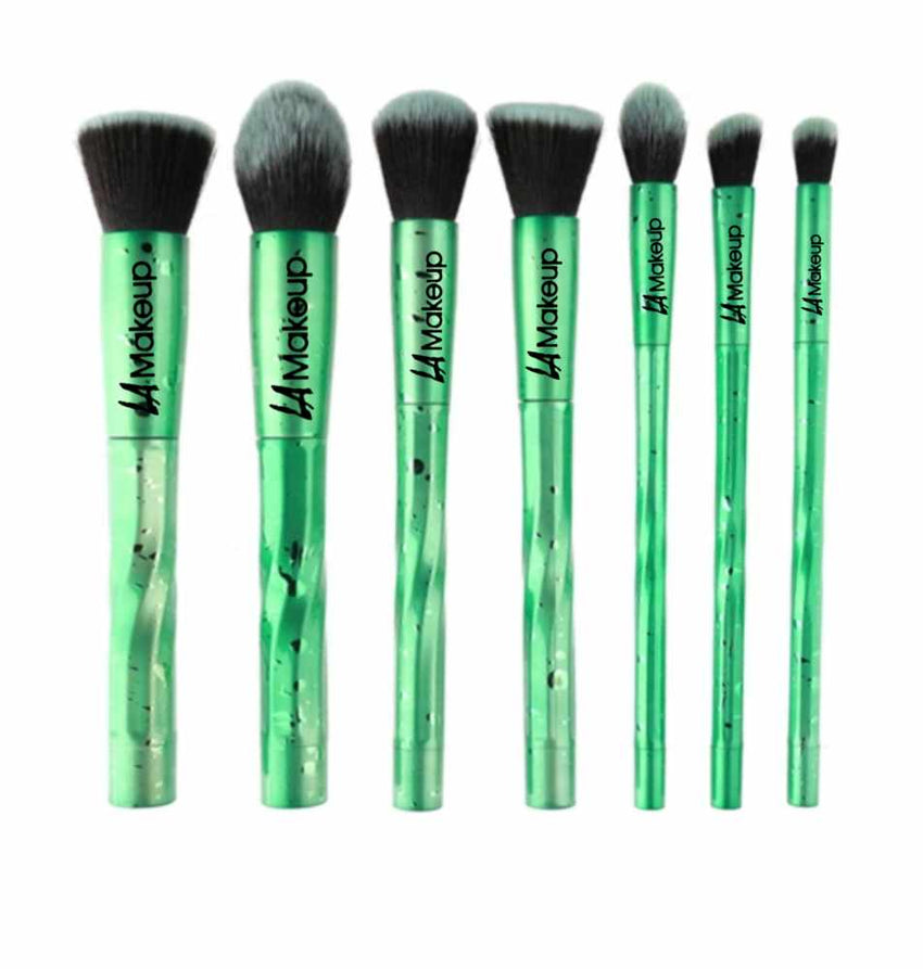 7 Pcs Fashion Makeup Brush Set Color Green; By LA makeup: Green color/B-09