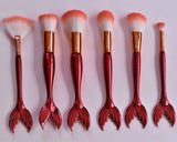 LA Makeup Brush Collection. Six Piece Fairy Tail Brush Set For Full Face Looks: Color Red:/D-06