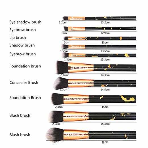 10pcs  Makeup brush set with travel cosmetic bag://LA makeup :A-03