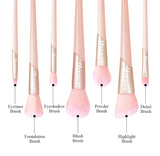 Makeup Brush Set/ 7pcs pink with gllitter bag/E-02