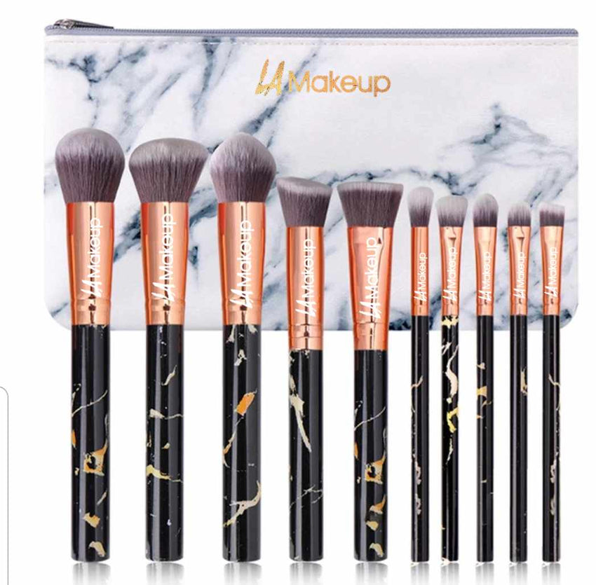 10pcs  Makeup brush set with travel cosmetic bag://LA makeup :A-03
