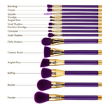 15 pcs Makeup Brush Set/Purple with cosmetic bag/A-07